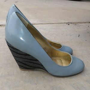 Poetic License Tiffany Blue and Zebra Fur Wedges